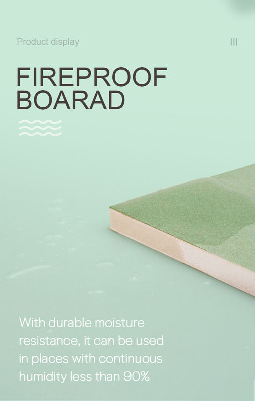 Green Color Moisture Resistant Drywall , 9mm Tapered Edge Plasterboard