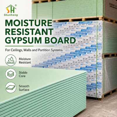 Moisture Resistant Gypsum Plasterboard Panel for Hotel Bathrooms Washroom Partitions and Commercial Interior Wall Systems