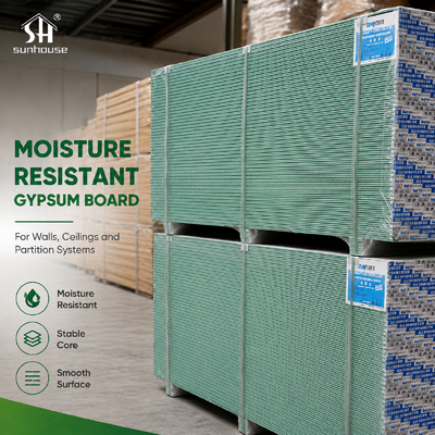 Moisture Resistant Paper Faced Gypsum Board for Hotel Washrooms Kitchens Partitions and Humid Interior Walls