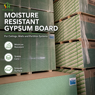 Humidity Resistant Ceiling Plasterboard Sag Resistant Gypsum Panel for Hotel Bathrooms Washrooms Kitchens and Interior Ceilings
